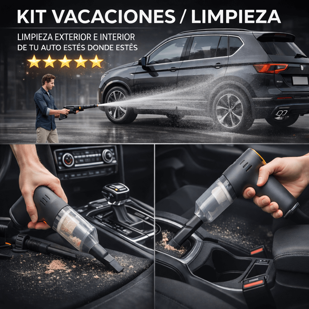 Kit Vacaciones - Hidrolavadora & Aspiradora - Portatil & Potentes